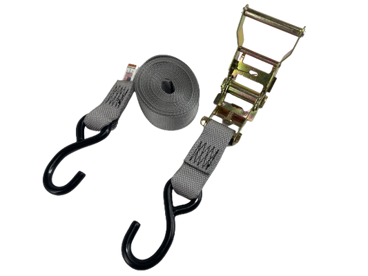 1.5" Tow Dolly ratchet strap with Vinyl S hooks 1,000lbs WLL