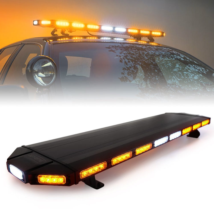 48" Amber Emergency Strobe Bar Lights Black Hawk Hevy-duty Rooftop Security Flashing Hazard Warning Lightbar for Tow Trucks Construction Vehicles Traffic Pilot Cars Snowplow
