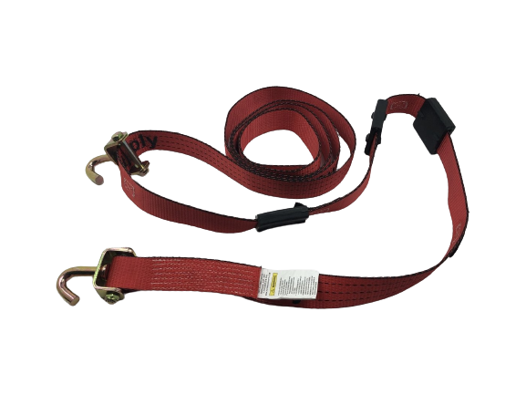 2" x 14' Red TECNIC SUV Webbing Wheel Strap with Swivel-J Hooks and Rubber Tread Grabs