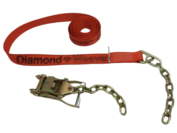 14' 8 Point Kit of DIAMOND WEAVE Rollback / Flatbed Car Tie-Downs with Chain Tails