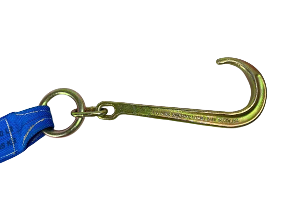 4" x 24" V Strap Bridle Diamond Weave With 15" Forged J Hooks and G100 oblong link
