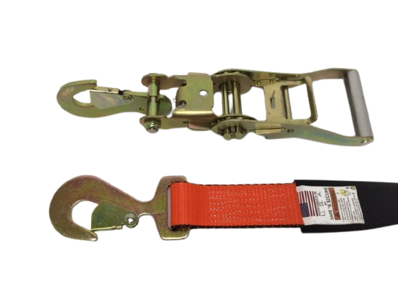 2" x 8' Ratchet Axle Strap Assembly with Flat Snap Hook | 2 Pack