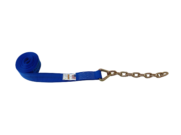 2" x 18' Foot Diamond Weave Strap with 12 inch 5/16 G70 Chain Tail