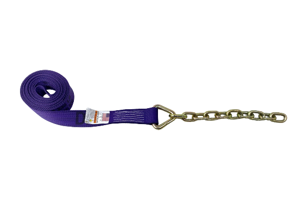 2" x 18' Foot Diamond Weave Strap with 12 inch 5/16 G70 Chain Tail
