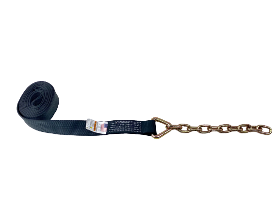 2" x 14' Foot Diamond Weave Strap with 12 inch 5/16 G70 Chain Tail