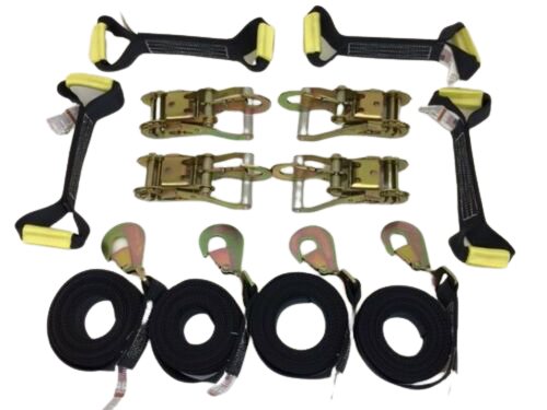 8 Point Kit DIAMOND WEAVE flatbed/rollback 14' car tie-down w/twisted snap hook