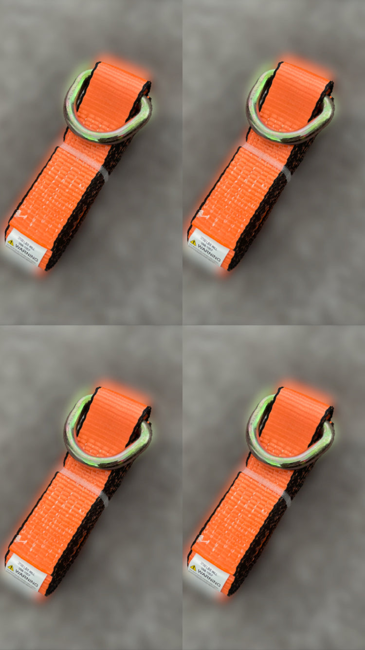 4 pack of 10' Big Orange D Ring Tie Down straps