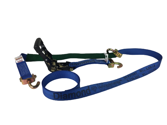 2” X 11’ Heavy Duty Ratchet handle Assembly with Swivel J Hooks and Low Profile Sleeve / Diamond Weave