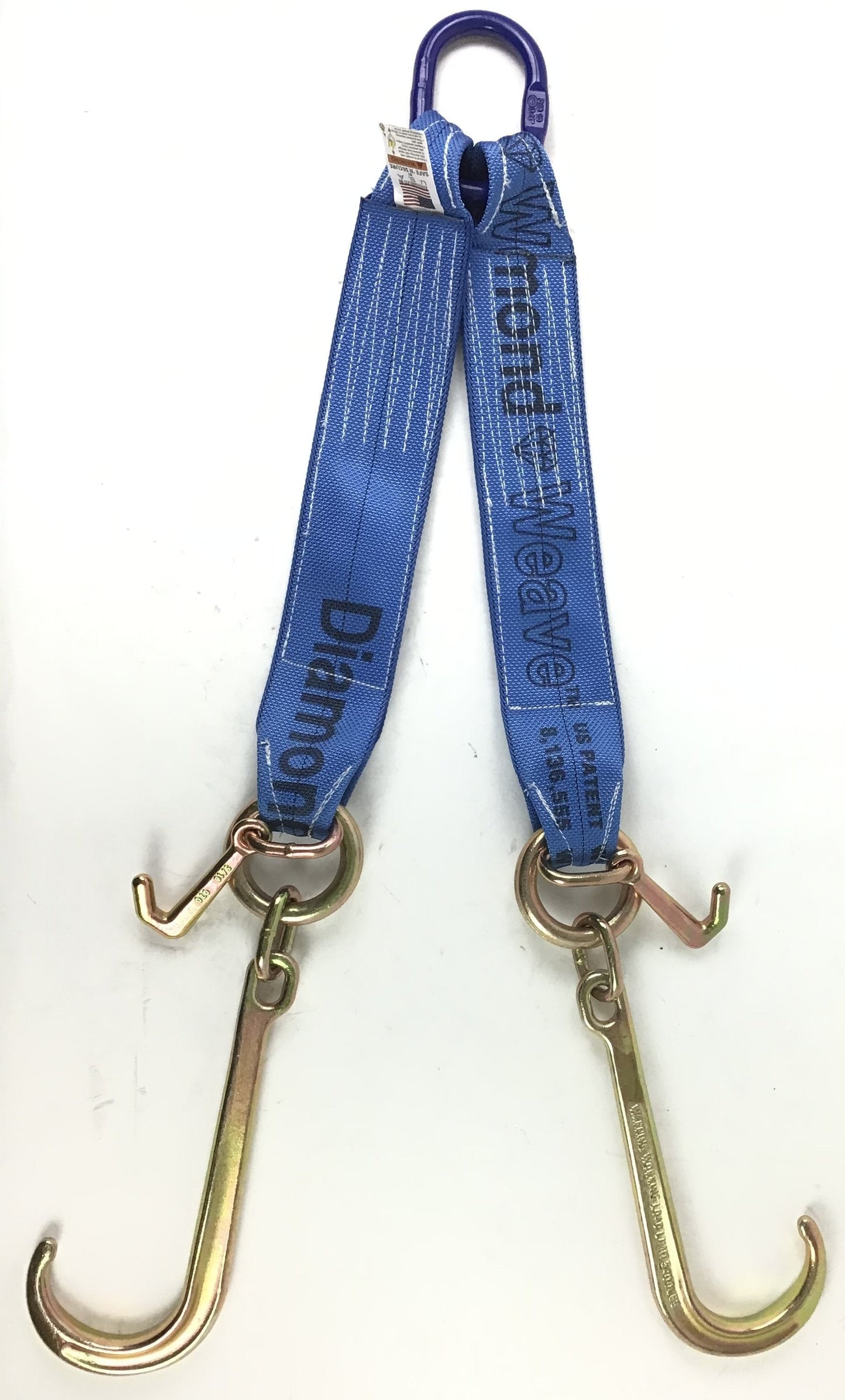 4" x 24" V Strap Bridle Diamond Weave With 15" Forged J Hooks and Mini J With G100 oblong link