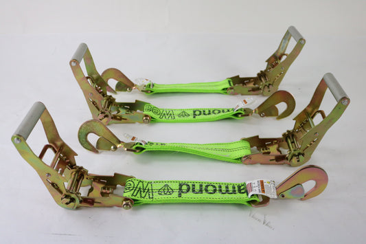2" Ratchet with Hi-Viz Diamond Weave and Twisted Snap Hook | Pack of 4