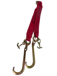 4" x 24" V Strap Bridle Diamond Weave With 15" Forged J Hooks and TJ Hooks